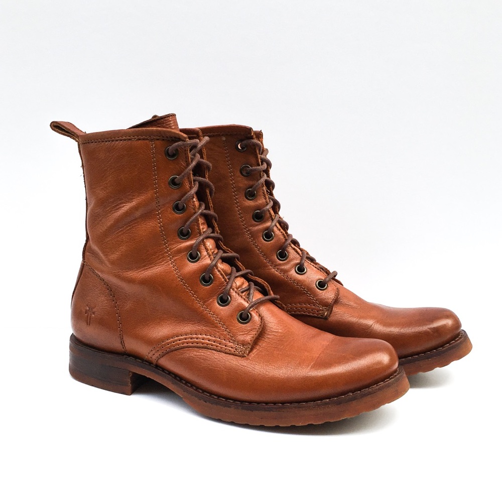 Frye Veronica Cognac Combat Boots Size 8 B
